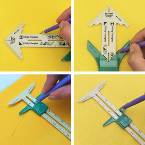 3 5 IN 1 SLIDING GAUGE WITH NANCY ZIEMAN Triangles Measuring Sewing Tool two size choose 5BB5736