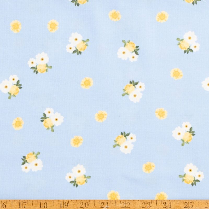 true fabrics sunshine blooms floral dot sky1