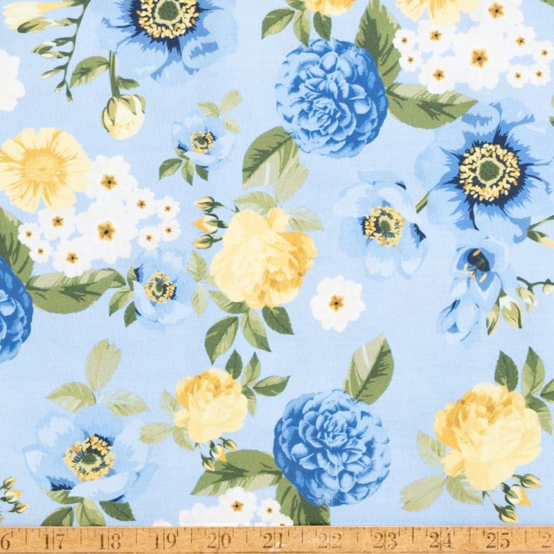 true fabrics sunshine blooms main floral sky3