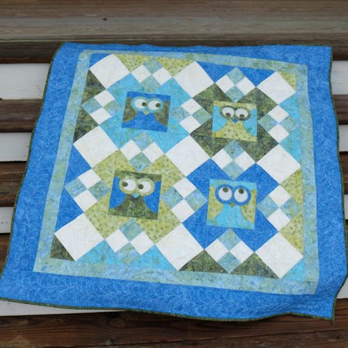 what a hoot quilt blue sm