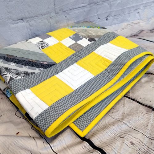 yellow grey string quilt6