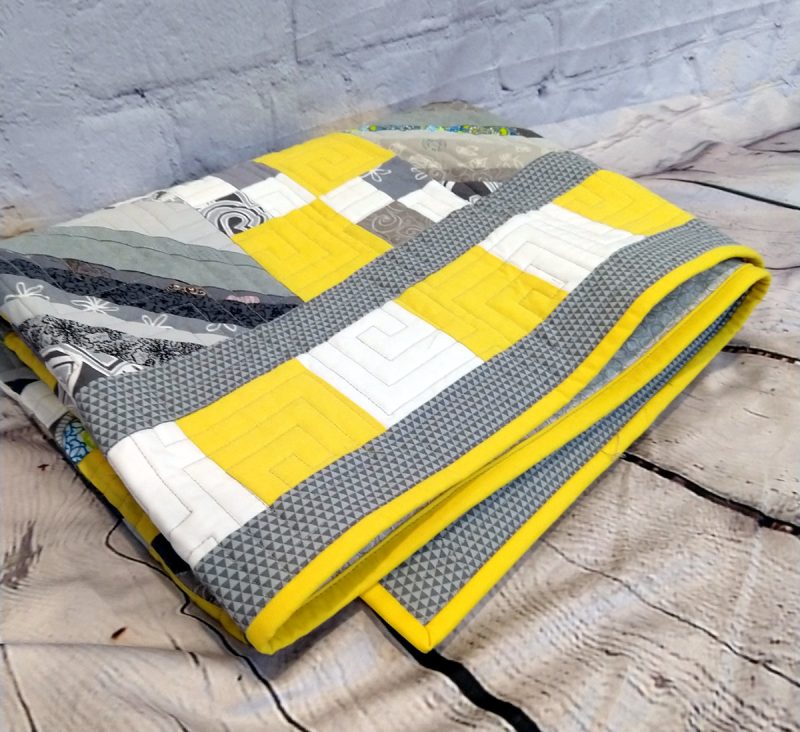 yellow grey string quilt6