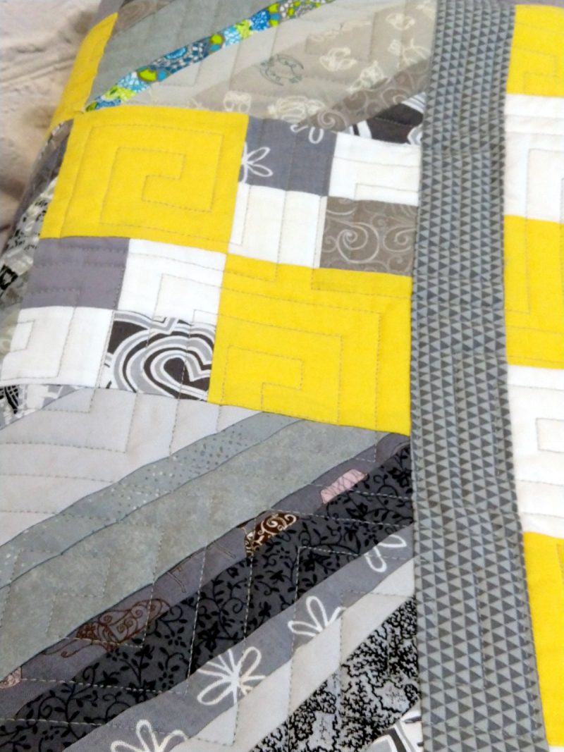 yellow grey string quilt7